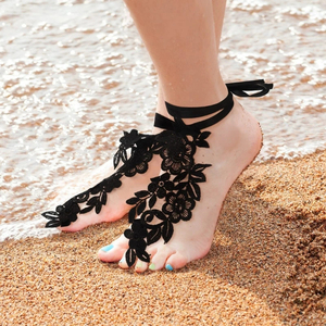 Decoraciones para fiestas, lencería, calcetines de encaje con cordones y diseño calado, accesorios de ropa interior para mujer, cubrepiés ajustado de encaje tentador - Product Image 1