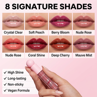 Brillo Labial con Efecto Gota de Agua, Resistente al Agua, Marca Privada OEM ODM, Vegano, Cruelty Free, Cosméticos Profesionales, Kit Profesional de Estudio