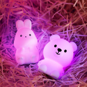 أرنب حضانة طفل حيوان أدى لطيف ليلة ضوء التنفس مصباح تعمل باللمس الإبداعية بات الأرنب لعبة الاطفال سيليكون ضوء الليل الأرنب - Product Image 5