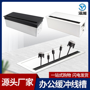 Desktop Cable Management Box <b>Rectangle</b> Pp Material With Brush Buffer Wall Mounted Minimalist Style Durable Threading Box - Product Image 5