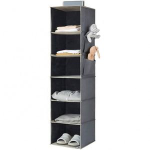 Collapsible Fabric Hanging Closet Organizer, 6-<b>Shelf</b> Closet Hanging Storage with Side Pockets for Clothes - Product Image 1