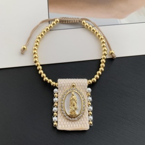 Pulseras con Colgante de Temática Religiosa TK-C269 al por Mayor para Mujer, Pulsera de Concha de Cristal Colorida con Virgen, Pulsera de Cuentas para Festividades - Product Image 5