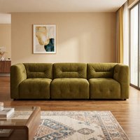 VONLIVA Canapé d'angle en velours chenille courbé vert moutarde de style italien, minimaliste, moderne et luxueux, de forme irrégulière, grand modèle