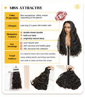 XBL Extensions de cheveux vierges birmans Super Double Drawn, bouclés Water Wave, 100% naturels, lots de mèches, closure et frontal à double trame machine, Chine