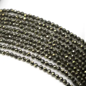 Natural Stone Faceted Pyrite Round Beads Natural Stone 3mm Faceted Pyrite Beads Bracelet Jewelry Making DIY