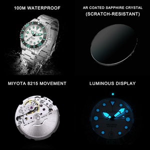Nuevo reloj mecánico <span class=keywords><strong>CADISEN</strong></span> de 40MM para hombre, reloj con cristal de zafiro MIYOTA 8215, relojes automáticos, reloj luminoso resistente al agua de 10ATM para hombre - Product Image 4