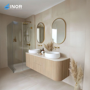 โต๊ะเครื่องแป้งในห้องน้ำทันสมัยแบบกำหนดเองพร้อมลิ้นชักเปิดใช้งานด้วยเสียงและแสงสีตามสั่ง - Product Image 6