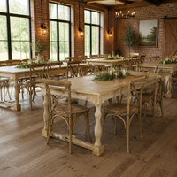 Table de ferme rectangulaire traditionnelle en bois massif avec pieds cannelés, style antique, pour usage extérieur en hôtel