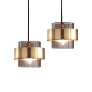 Simig Beleuchtung Luxus Gold Glass chirm Nachttisch Hängelampen moderne Zylinder Küchen insel Bar LED Pendel leuchte