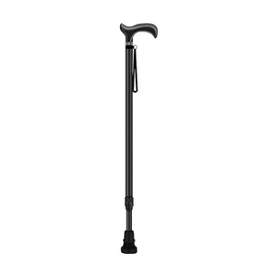 Canne de marche en fibre de carbone, télescopique, réglable, antidérapante, légère, pour personnes âgées, noire - Product Image 1