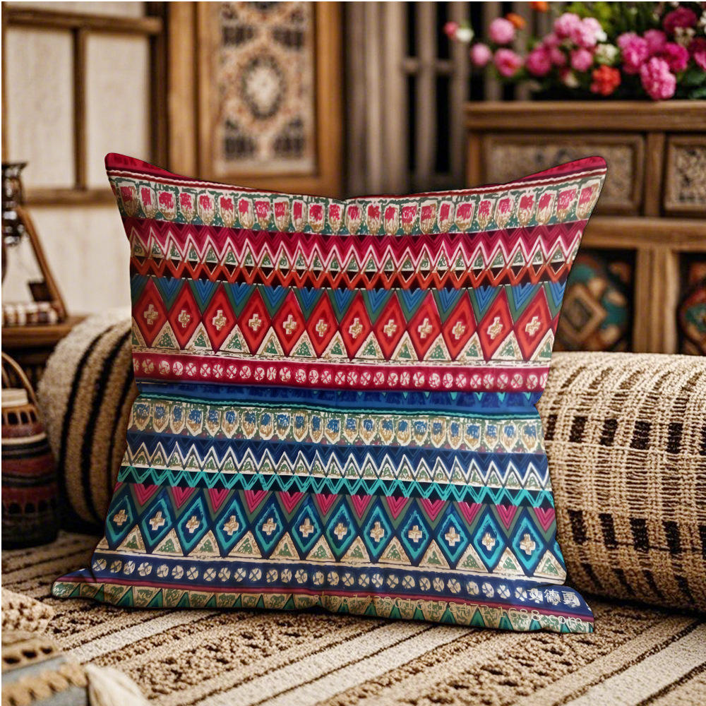 สไตล์ชาติพันธุ์ - สีน้ำเงินและสีแดง