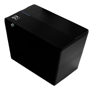 Nouvelle cuvette de toilette intelligente en céramique noire, anti-odeur, éclairage nocturne, fonctions d'eau, forme allongée, suite d'hôtel incluse, siège inclus - Product Image 1