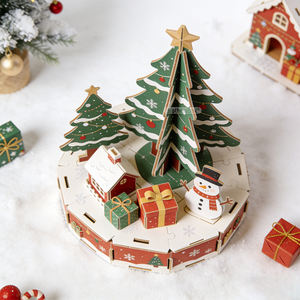 Vente chaude - <span class=keywords><strong>Puzzle</strong></span> de Noël en papier 3D fait main avec Père Noël, <span class=keywords><strong>rennes</strong></span> et sapin de Noël pour tous les âges - Décoration de Noël - Cadeau - Product Image 2