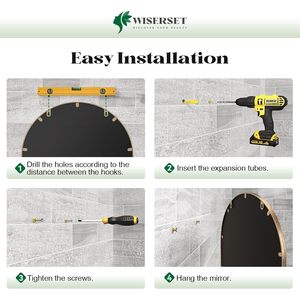 กระจกโค้งสีทอง Wiserset ขนาด 28x40 นิ้ว กรอบโลหะประดับลูกปัด ตกแต่งผนังสไตล์วินเทจแบบดั้งเดิม - Product Image 6