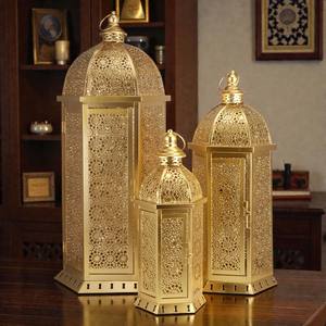 Ensemble de trois lanternes métalliques de <span class=keywords><strong>grande</strong></span> taille, décoration de mariage marocaine, ensemble de lanternes suspendues au sol, lanternes du Ramadan pour la décoration des fêtes - Product Image 4