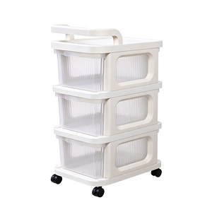 Plastic Three-Tier Rolling Cart Organizer Modern Eco-friendly <strong>Storage</strong> Cart <strong>Draw</strong> Slid Cabinet for Bathroom Kitchen Living Room - Product Image 6