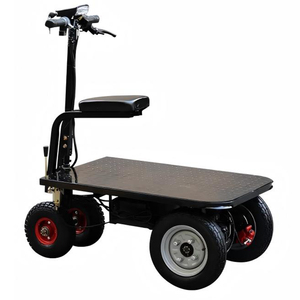 Chariot à plateforme électrique 1000W à quatre roues en acier, plateau mobile pour le transport de marchandises avec guidon - Product Image 3