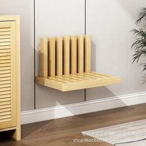 Solid Wood Folding Wall Mounted Shoe Bench Bedside <b>Table</b> Shelf Home <b>Stool</b> Foldable Natural Color Adult Use - Product Image 3