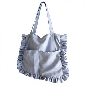 Sac fourre-tout grande capacité avec volants, sac à bandoulière tendance pour femme, fermeture magnétique, deux sangles, couleur personnalisée, motif lettre de Pâques - Product Image 1