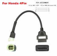 Câble de diagnostic moto avec connecteurs 4 et 6 broches, adaptateur OBD2 16 broches pour scanner de codes de panne Honda