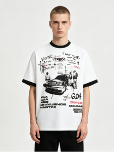 <span class=keywords><strong>T</strong></span>-<span class=keywords><strong>shirt</strong></span> graphique Hip Hop avec contraste de couleurs, style graffiti automobile, pour hommes, coupe oversize, streetwear Y2K, manches courtes, unisexe, décontracté, <span class=keywords><strong>vintage</strong></span> - Product Image 5