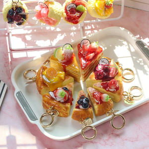 QYS Lifelike Triangle Bread Keychain Bakery Food <b>Bag</b> Charm Mini Dessert Pendant <b>Key</b> <b>Ring</b> Gift - Product Image 5