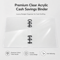 Sampul Binder Akrilik Transparan Premium A5 A6 6-Ring Spiral DIY untuk Perencanaan Keuangan dengan Cincin Binder Loose Leaf