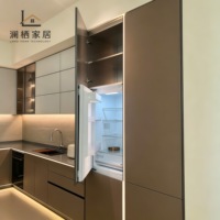 Ensemble d'armoires de cuisine en bois, design personnalisé OEM, écologique, de luxe, moderne, avec évier en acier inoxydable pour appartement