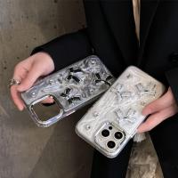 Coque de téléphone en TPU souple antichoc pour 15, design 3D diamant brillant, mode, paillettes argentées, colle papillon, étuis de téléphone portable