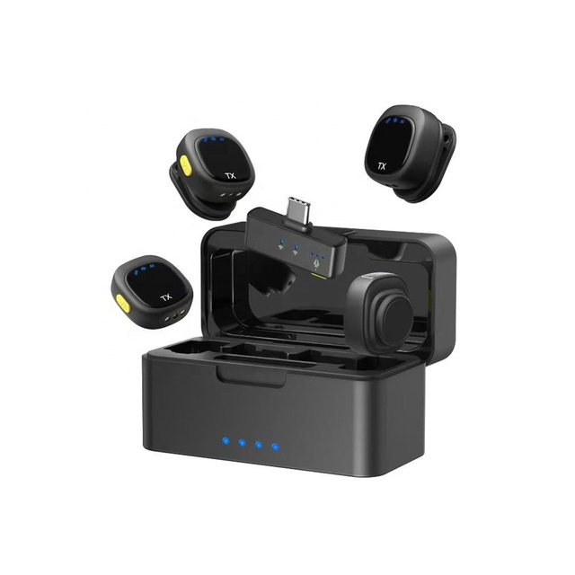 4Mic Video Recording AI Noise Cancel Magnetic Collar Clip Lavalier Wireless Microphone for Phone Vlog Podcast Content Creator