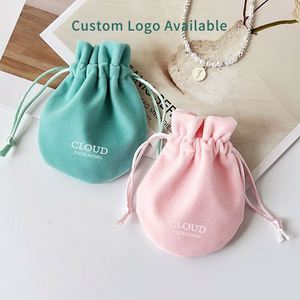 Light Blue Drawstring <b>Gift</b> <b>Bag</b> <b>Luxury</b> Velvet Jewelry Pouch , Customizable Color & Logo for Brand Packaging & <b>Gift</b> Giving - Product Image 2