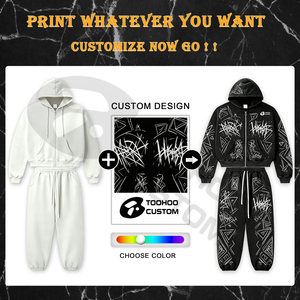 เสื้อฮู้ดผู้ชายสไตล์โกธิคพิมพ์ลาย TOOHOO CUSTOM ผ้าฝ้าย 100% ทรงโอเวอร์ไซส์ สตรีทแวร์ ลุคซักยืด สีดำล้วน 450gsm - Product Image 4