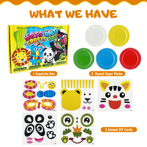 2025 diseños surtidos de animales Zoo Animal <span class=keywords><strong>pasta</strong></span> hecha a mano Diy juguetes platos de papel Kit de arte para guardería niños artes y manualidades Kit - Product Image 3
