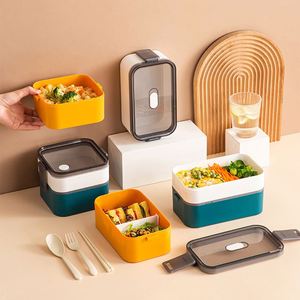 Boîte à lunch portable en plastique multi-couches de style japonais, hermétique, pour micro-ondes, idéale pour les employés de bureau, les dortoirs et les activités de plein air - Product Image 2