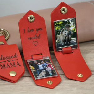 Llavero con marco de fotos de cuero PU para transferencia térmica DIY - un regalo para tu novio o esposo en su aniversario. - Product Image 2