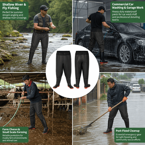 Senshuo Waders utilitaires à taille haute, grande taille, surdimensionnés, extra spacieux, en vinyle robuste, à semelle rouge, pour travaux lourds et boue - Product Image 4