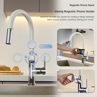 Robinet de cuisine moderne et minimaliste avec support magnétique extractible pour téléphone, valve en céramique, eau chaude/froide, pour évier de cuisine domestique