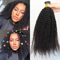 Extensions de cheveux humains indiens bouclés crépus 3B 3C 4A, pré-collées, 100% kératine, à pointes adhésives, perles et micro-liens