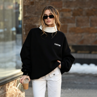 Sweat-shirt à col montant anti-plis pour femmes et adolescentes 2026, coupe oversize courte à manches longues, ample, hiver