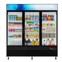 Réfrigérateur vertical 3 portes à refroidissement direct et par air, avec contrôle numérique de la température, pour boissons et présentation de vins