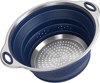 Passoire pliable en acier inoxydable 304 pour la cuisine, panier passoire pliable 2,7 QT, bol égouttoir peu encombrant pour légumes et fruits, barbecue