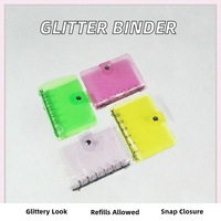 Protège-cahier A5 A6 A7 en PVC pailleté, rechargeable, avec 6 anneaux et fermeture à bouton-pression, classeur à feuilles mobiles