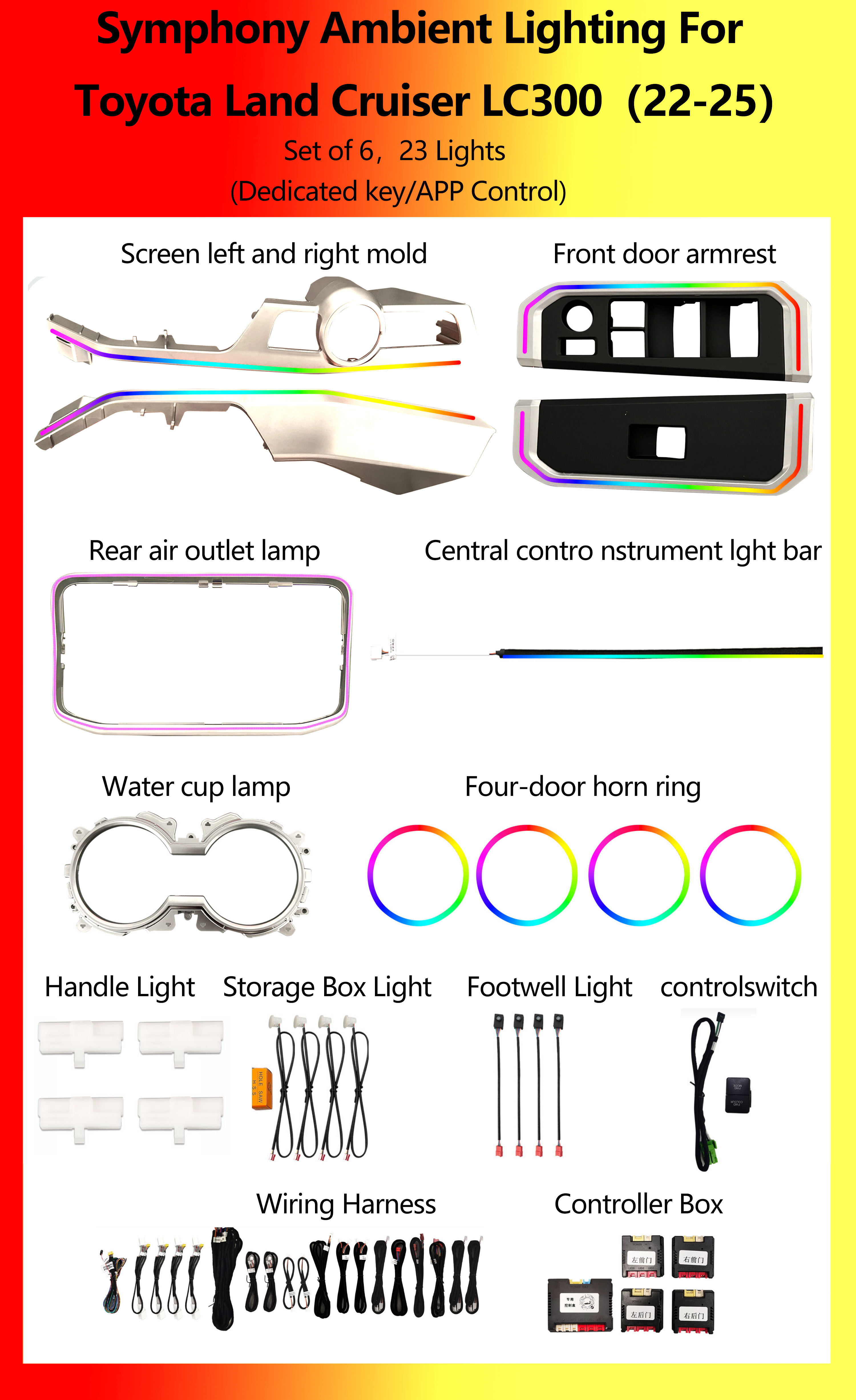 โตโยต้า แลนด์ครุยเซอร์ LC300 ชุดไฟซิมโฟนี 23 ดวง จำนวน 6 ชิ้น