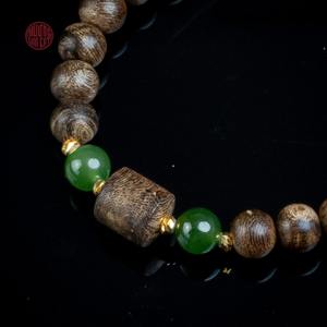 Natural Agarwood <b>Bracelet</b> for <b>Women</b> 6mm Near-Sinking Beads Mixed with Agarwood Lu Thong, Handmade Aromatic Jewelry - Product Image 2