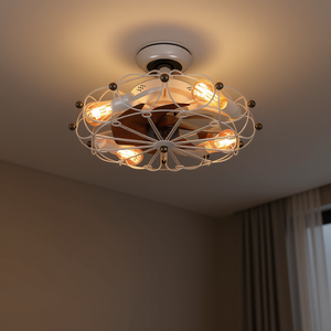 Ventilador de Techo LED Industrial Moderno con Luces, Diseño de Perfil Bajo con Rejilla, Control Remoto, 3 Aspas Integradas, Motor DC 2700K - Product Image 2