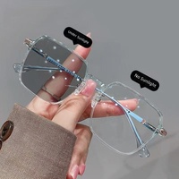 Lunettes anti-lumière bleue pour femmes, TR90, photochromiques, surdimensionnées, carrées, monture rose gold, lunettes de jeu sur ordinateur, verres plats