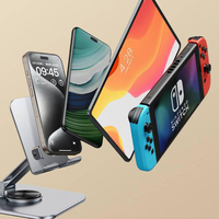 Support rotatif pour accessoires 2-en-1 : support de bureau pliable 360° pour téléphone et tablette