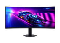 Monitor Komputer LED Hitam VA HDR 4K60Hz 34 Inci Baru, Waktu Respons 5ms, Ketinggian Dapat Disesuaikan, Dudukan Putar, Dual DP/Port, Bisnis