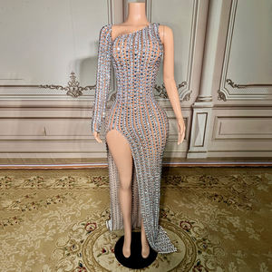 Novance Y4982 Abbigliamento Donna all'Ingrosso Abiti da Sera Eleganti da Donna <span class=keywords><strong>con</strong></span> Strass Scintillanti e <span class=keywords><strong>Spacco</strong></span> - Product Image 1