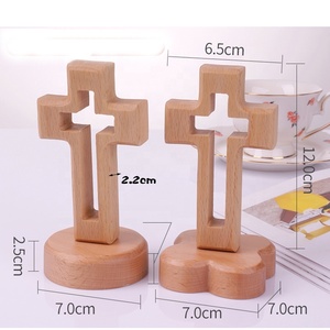가정 장식기도를위한 자기 서있는 교회 종교 수제 작은 십자가 나무 십자가 - Product Image 5